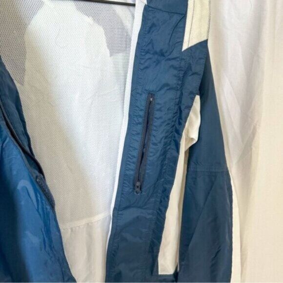 Columbia Lightweight Blue and White Zip Front Rain Hiking Jacket Medium - Picture 6 of 7